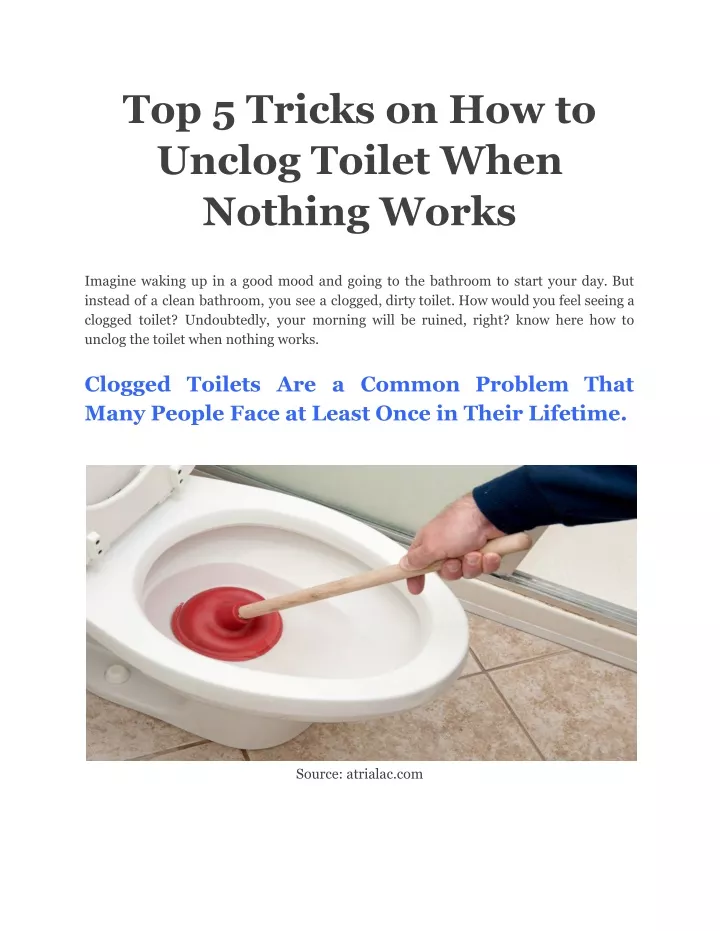 top 5 tricks on how to unclog toilet when nothing