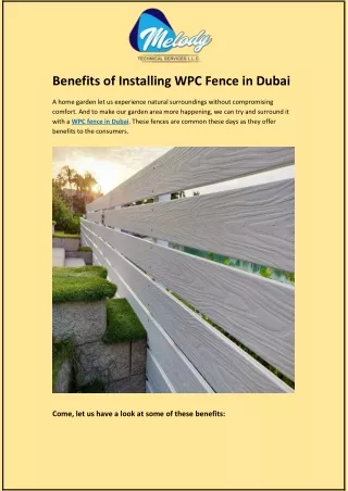 benefits of installing wpc fence in dubai