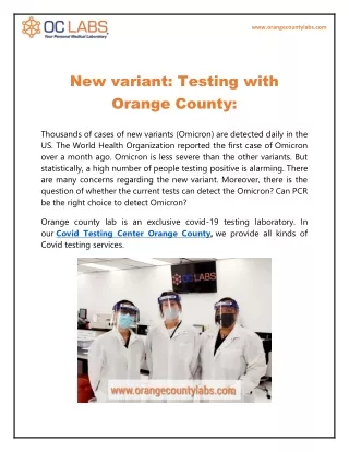 New variant: Testing with Orange County: