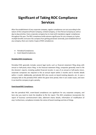 ROC Compliance services