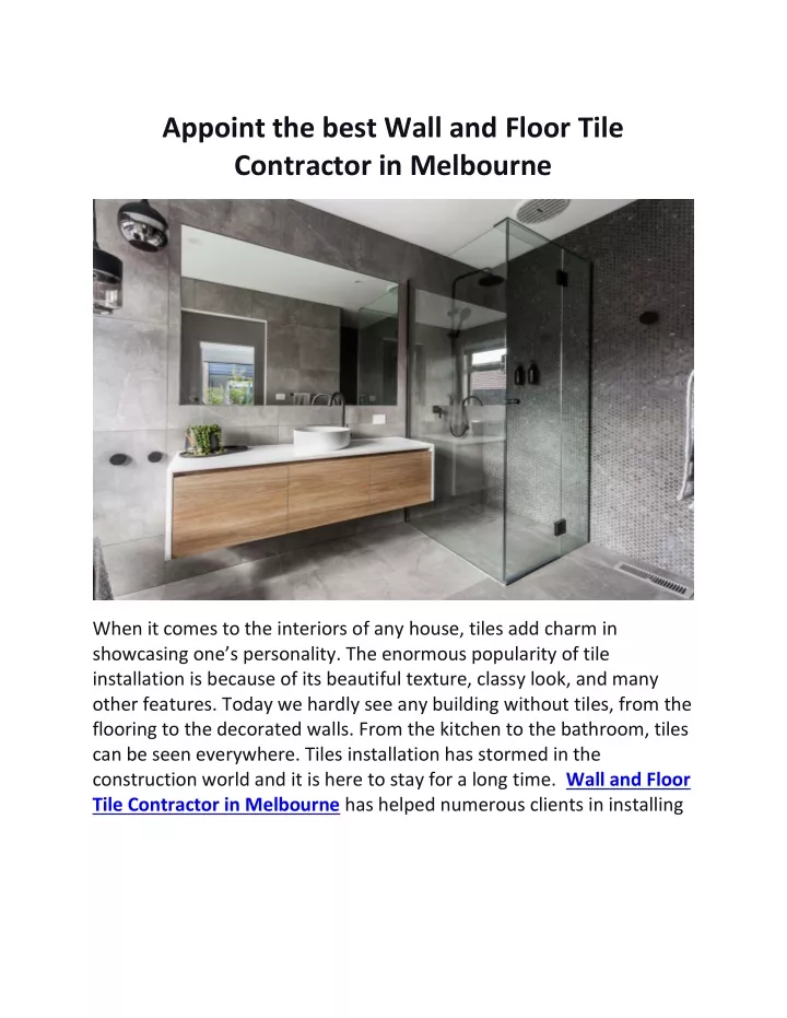 appoint the best wall and floor tile contractor