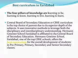 Hermann Gmeiner School Faridabad Best curriculum in Faridabad
