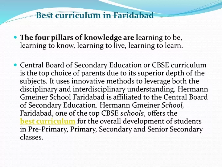 best curriculum in faridabad