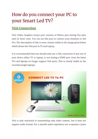 how do you connect your pc to your smart led tv