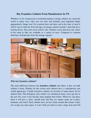 Buy Frameless Cabinets From Manufacturer In TN