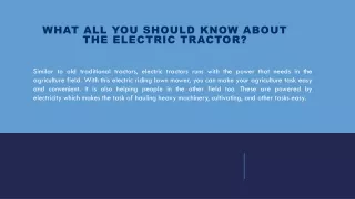 What All You Should Know About The Electric Tractor