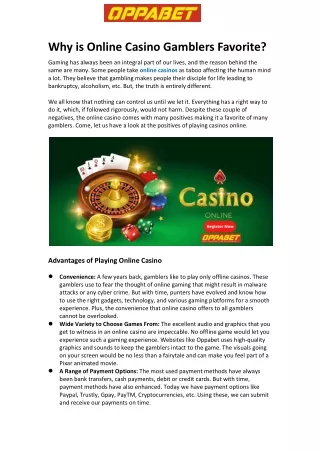 Why is Online Casino Gamblers Favorite?
