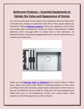 bathroom products essential equipments to uptake