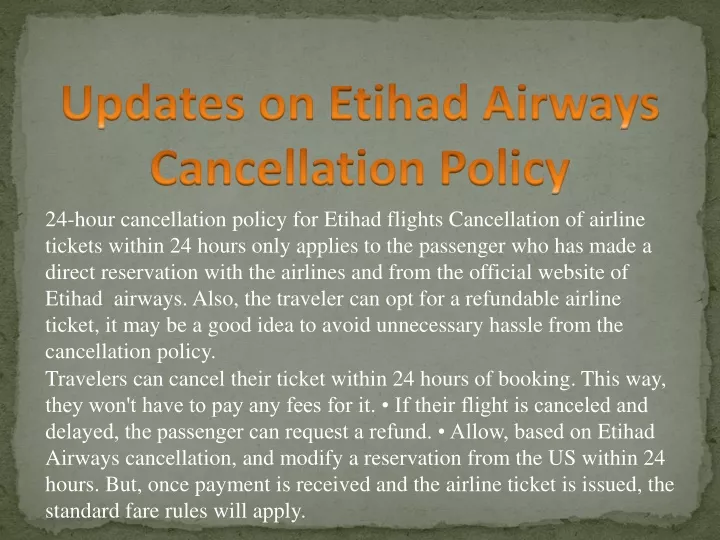 24 hour cancellation policy for etihad flights