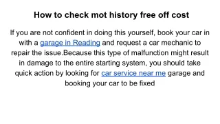 how to check mot history free off cost