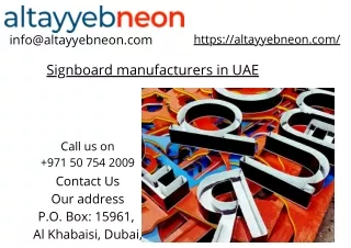 Signboard manufacturers in UAE | Altayyebneon - UAE