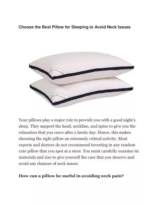 choose the best pillow for sleeping to avoid neck