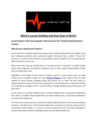 What Is Locum Staffing and How Does It Work