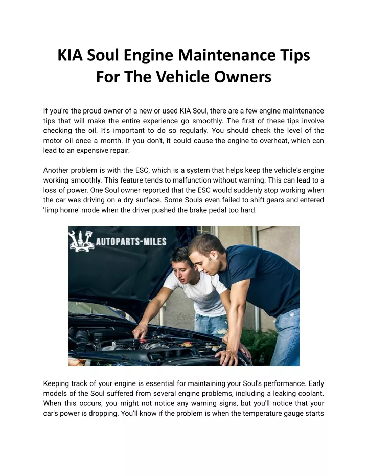kia soul engine maintenance tips for the vehicle