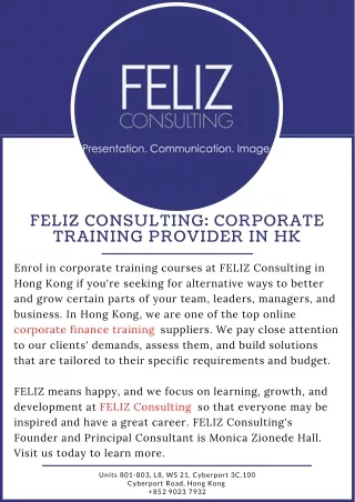 FELIZ Consulting – Corporate Training Provider in HK