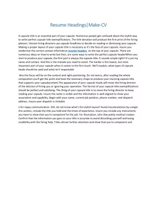 resume headings resume headings make