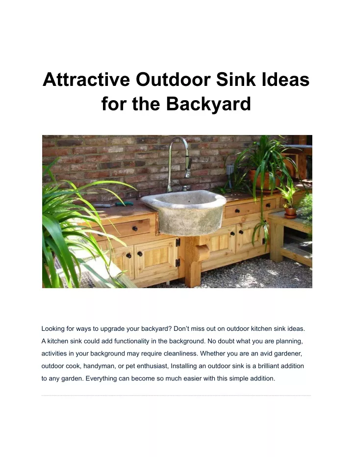 attractive outdoor sink ideas for the backyard