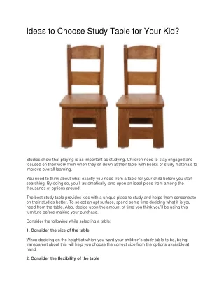 ideas to choose study table for your kid
