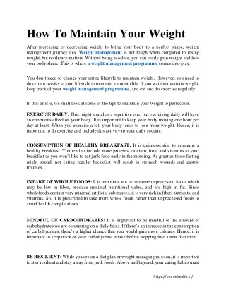 how to maintain your weight
