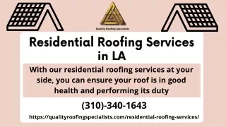 Residential Roofing Services in LA | Quality Roofing Specialists