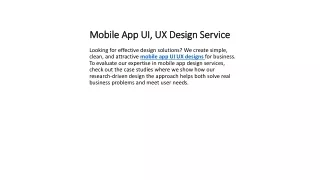 Mobile App UI, UX Design Service