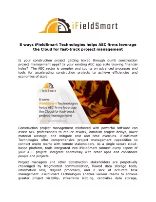 8 ways ifieldsmart technologies helps aec firms