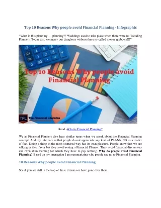 Top 10 Reasons Why people avoid Financial Planning - Infographic-converted