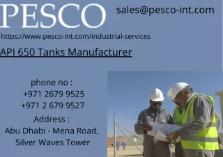 API 650 Tanks Manufacturer | PESCO-INT - UAE