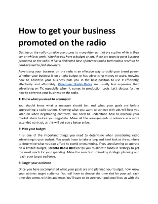 How to get your business promoted on the radio.docx