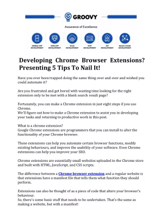 developing chrome browser extensions presenting