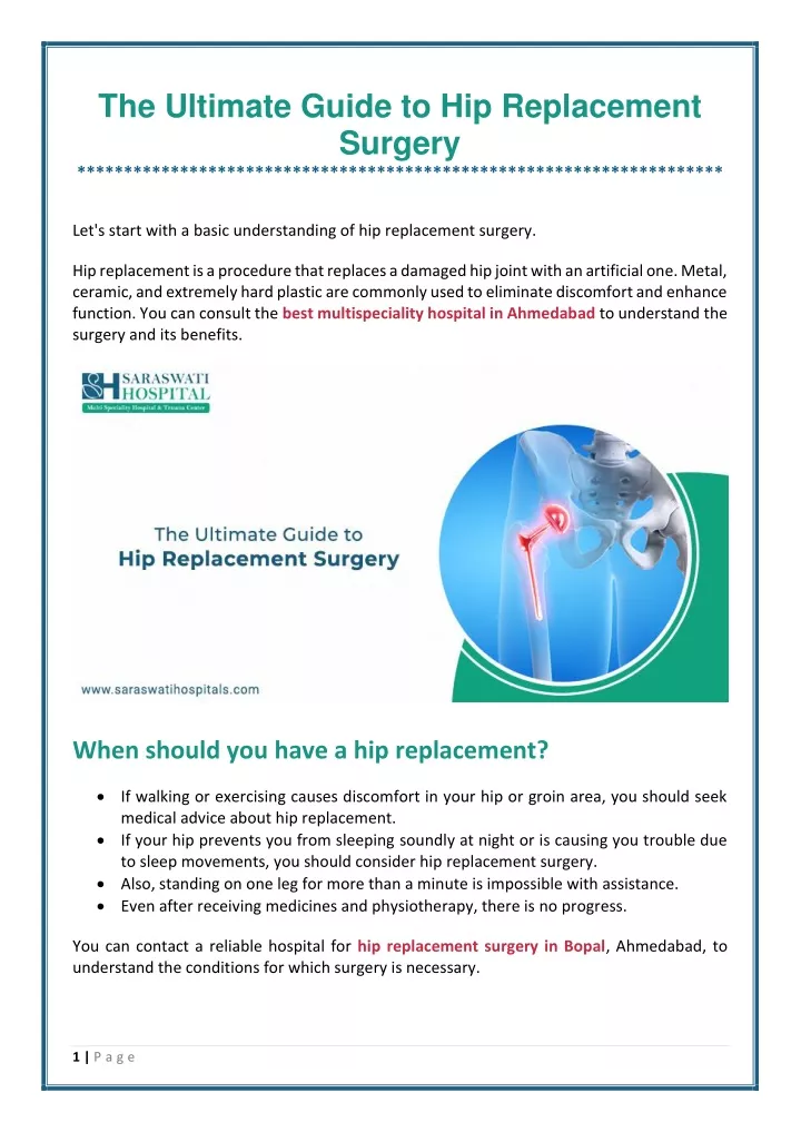 the ultimate guide to hip replacement surgery