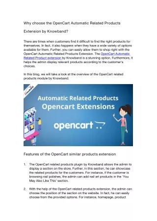 Why choose the OpenCart Automatic Related Products Extension by Knowband