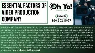 Essential Factors Of Video Production Company