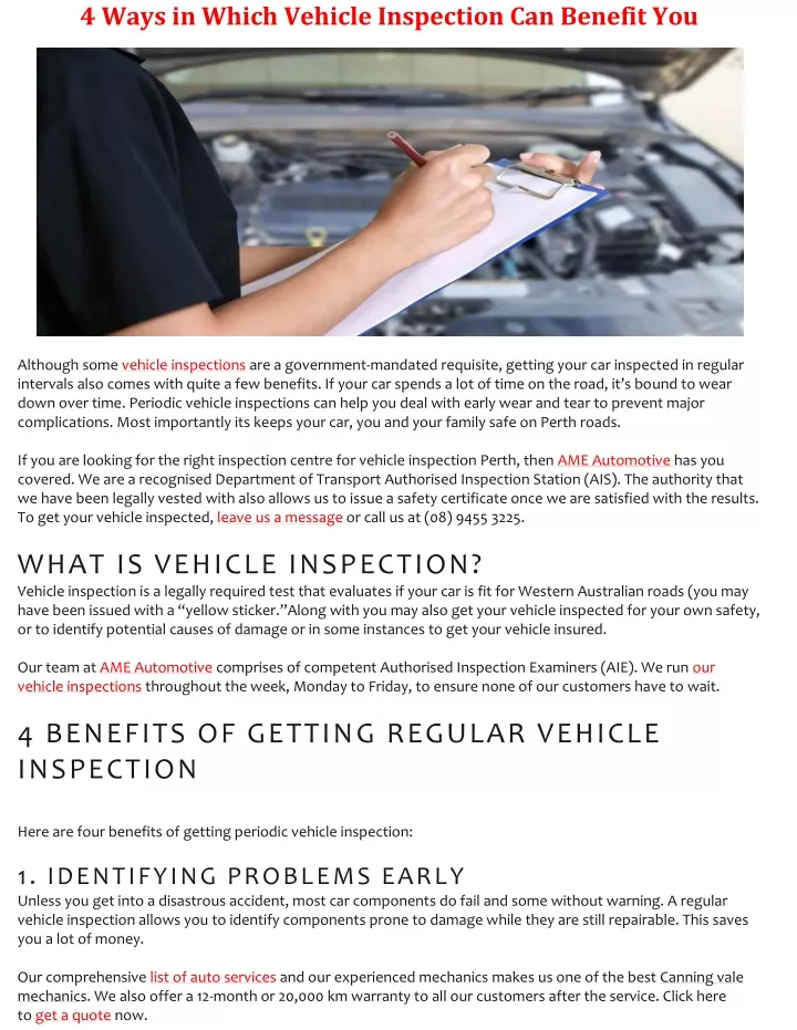 4 ways in which vehicle inspection can benefit you