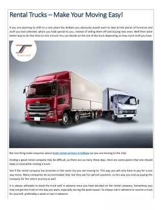 Rental Trucks – Make Your Moving Easy!