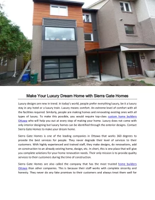 Make Your Luxury Dream Home with Sierra Gate Homes