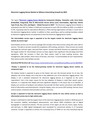 electronic logging device market to witness