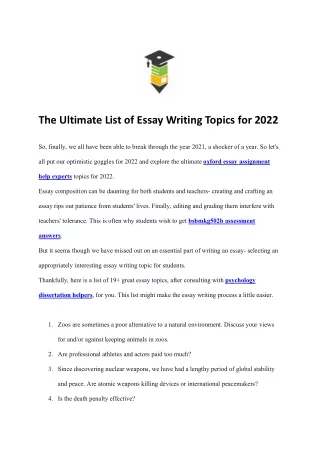 the ultimate list of essay writing topics for 2022