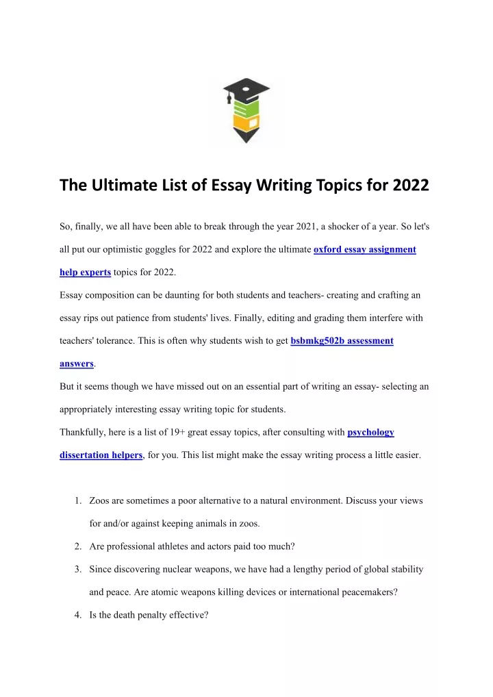 topic for essay 2022