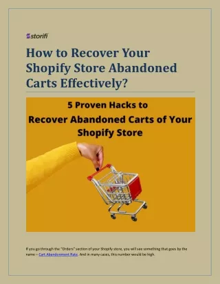 How to Recover Your Shopify Store Abandoned Carts Effectively