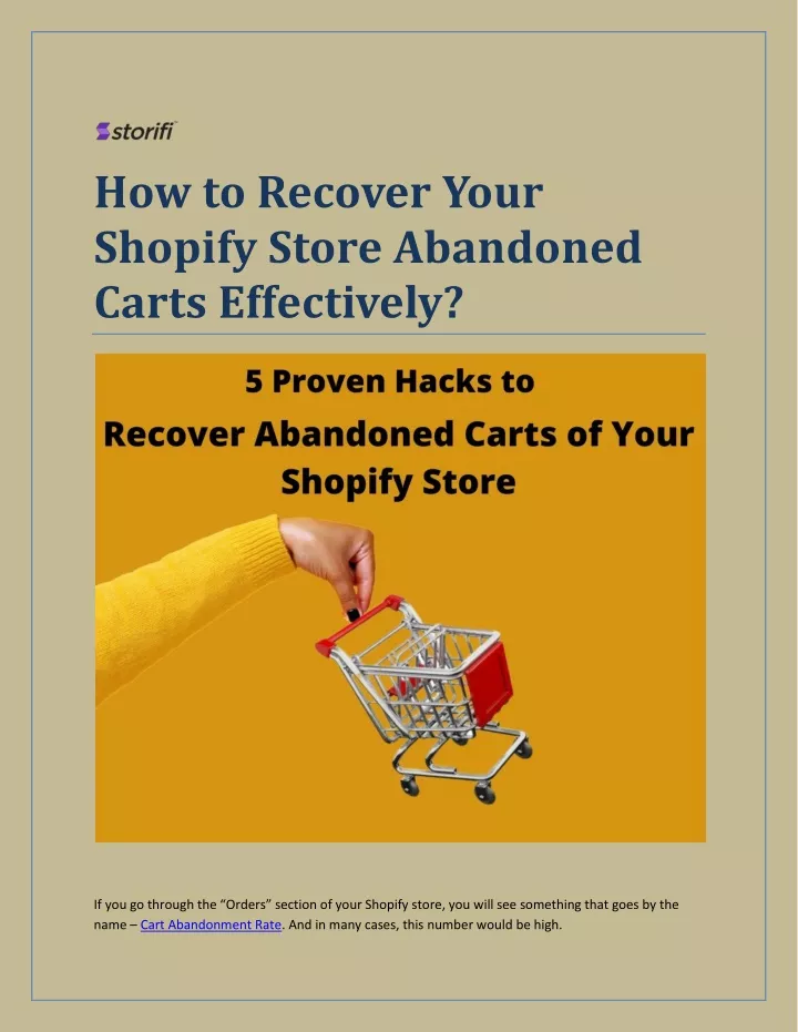 how to recover your shopify store abandoned carts