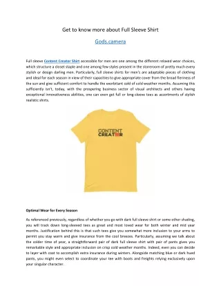 Get to know more about Full Sleeve Shirt