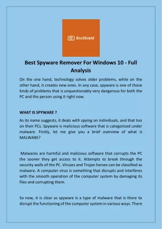 Best Spyware Remover For Windows 10 - Full Analysis
