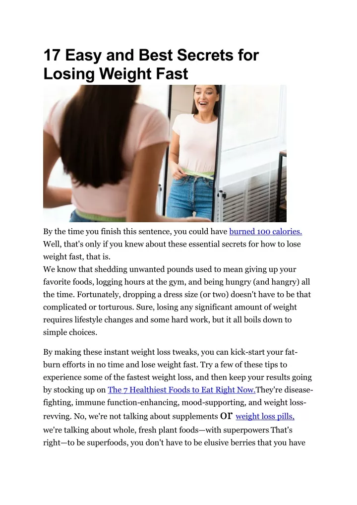 17 easy and best secrets for losing weight fast