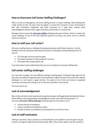 How to overcome call center staffing challenges