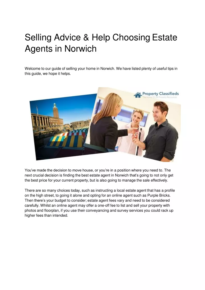 selling advice help choosing estate agents in norwich