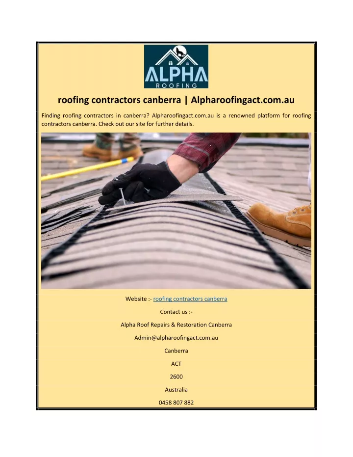 roofing contractors canberra alpharoofingact