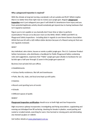 Playground Inspection Services at Playinspectcomau