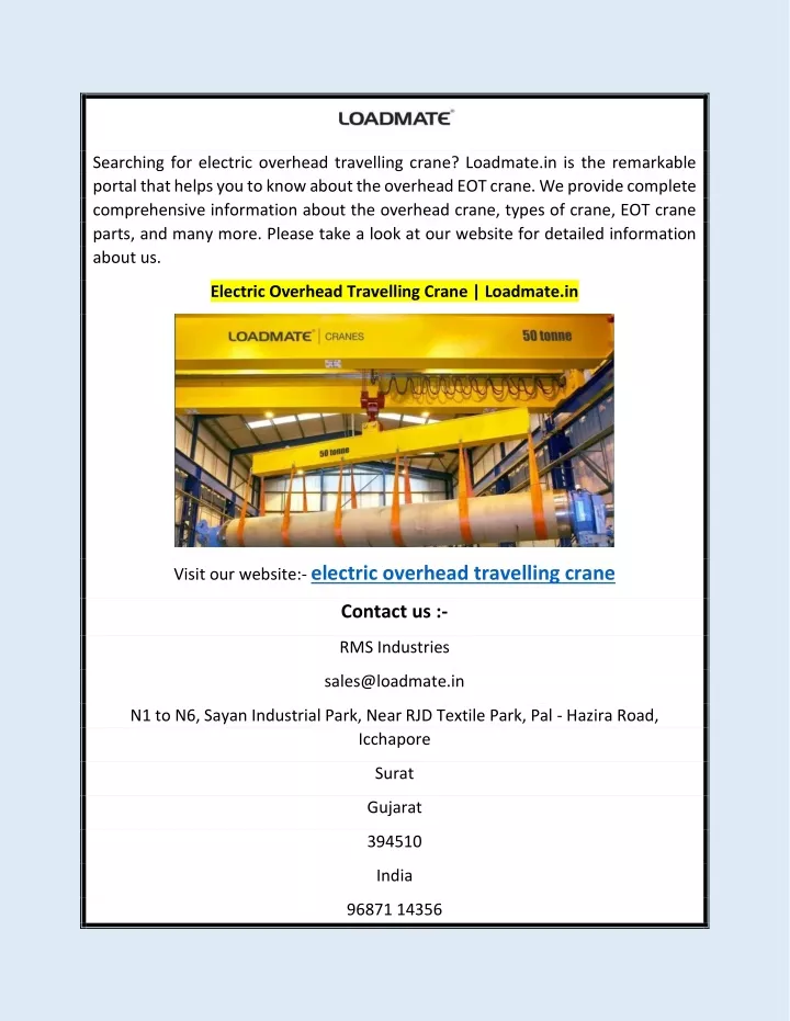 searching for electric overhead travelling crane