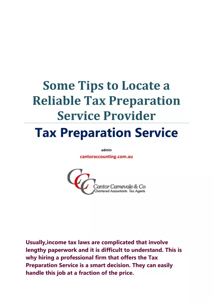 some tips to locate a reliable tax preparation